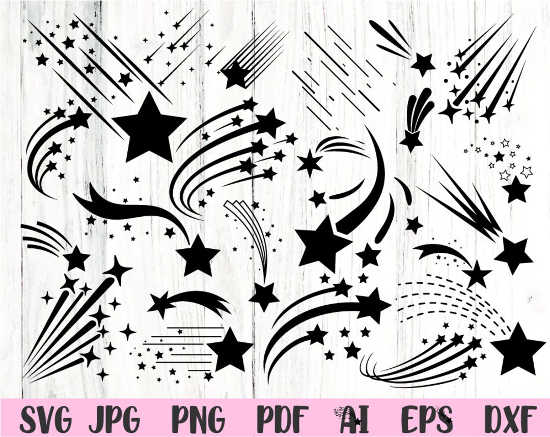 Shooting Stars Svg Stars Svg Sparkle Svg Svg Files for Cricut Instant ...