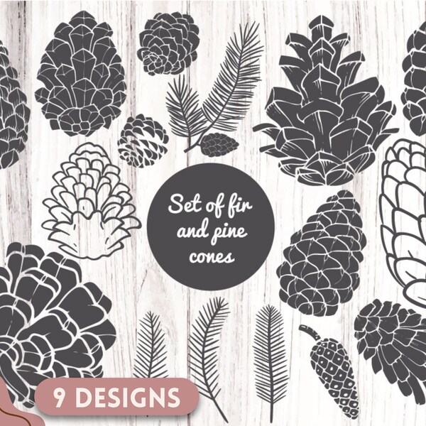 Pine Cone Bundle Svg | Christmas Tree Svg | Winter Pinecone Clipart | Svg Files for Cricut and Silhouette | Instant Download Holiday Decor