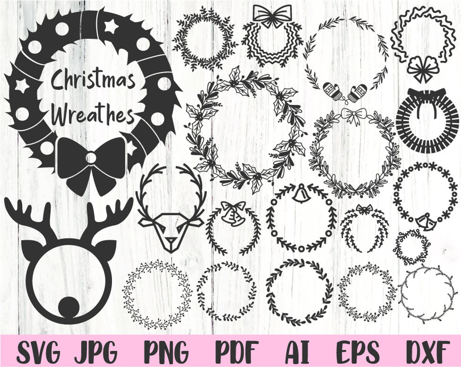 Christmas Wreath Svg Christmas Frame Svg Christmas Svg Svg Etsy