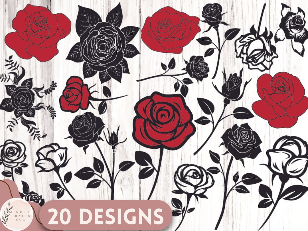 Rose SVG Bundle Roses Clipart Set for Cricut Instant Download Floral ...