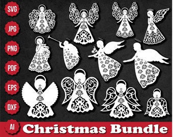 Angel Papercut Svg Angel Plotter Files Svg Angels Svg Instant Download Svg Files For Cricut Christmas Angels Svg Papercut Ornament Svg