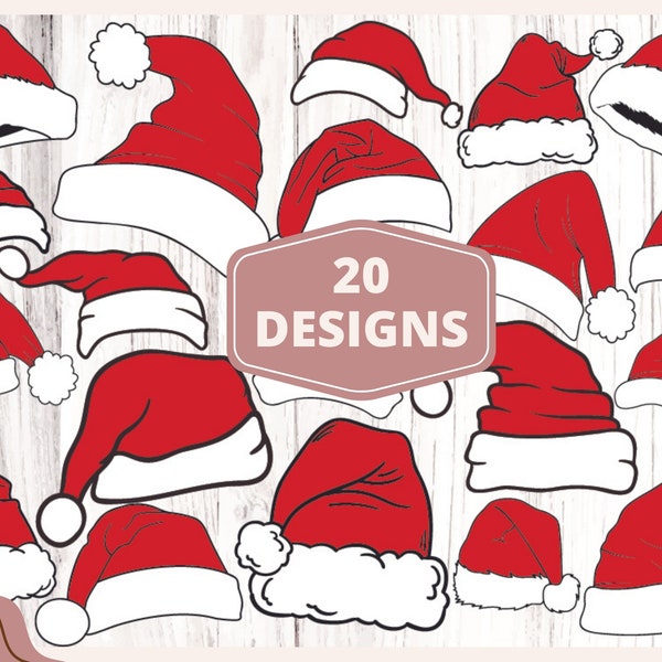 Christmas SVG Bundle - Santa Hat SVG, Elf Hat SVG, Holiday Design Files, Santa Claus Svg, Christmas Clipart, Instant Download Png, Xmas Svg