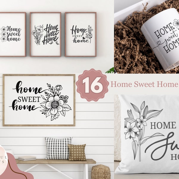 Home Sweet Home SVG | Family Monogram Door Hanger | Welcome Sign Bundle | DIY Round Porch Decor SVG | Circle Sign Cut File | Wood Sign Svg