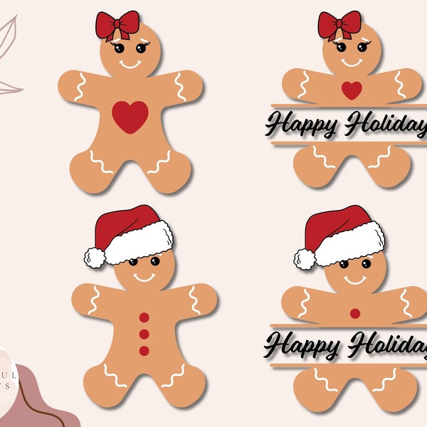 Gingerbread Monogram Svg, Gingerbread Svg, Christmas Svg, Svg Files For Cricut, Instant Download, Gingerbread Man Svg, Gingerbread Girl Svg