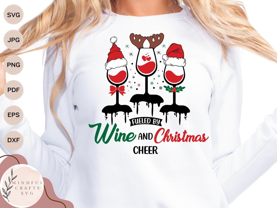 Joyful Christmas Wine Glass SVG, Festive Holiday Wine Decal, Cheers to