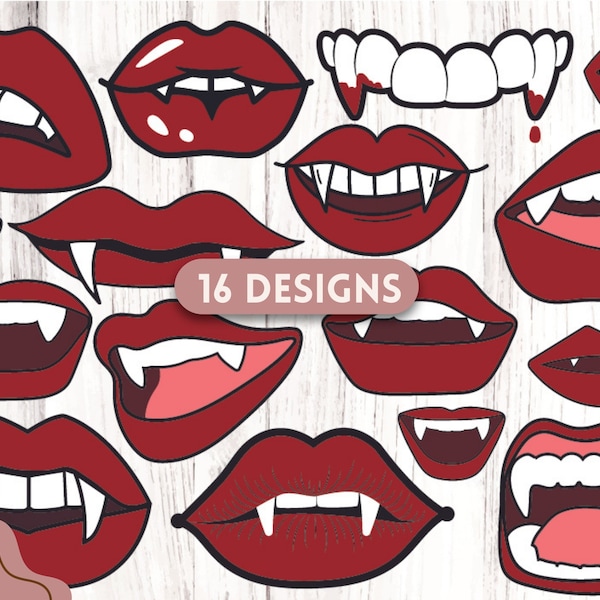 Bouche de vampire SVG | Silhouette de crocs d'Halloween | Téléchargement numérique pour Cricut et Silhouette | Dents de vampire effrayantes Clipart | Halloween