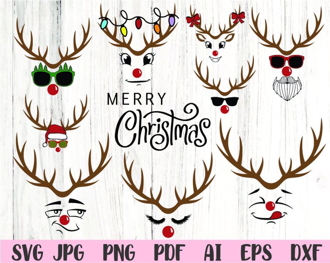 Reindeer Face Svg Reindeer Svg Christmas Svg Svg Files for - Etsy