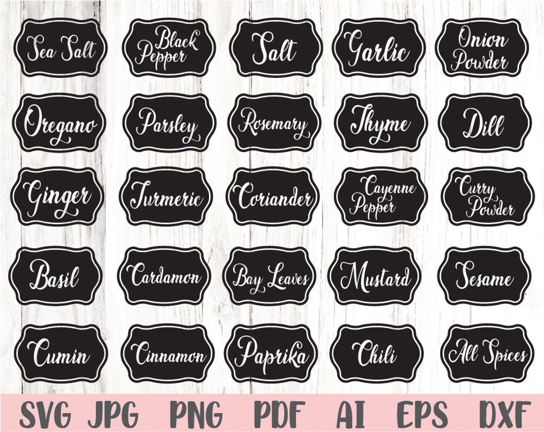 Spices Labels Svg Spices Svg Spice Jar Svg Instant Download Etsy