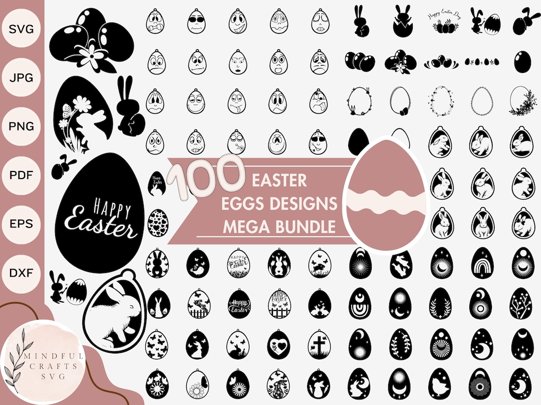 Easter Eggs Mega Bundle SVG 100 Easter Egg Cut Files Instant Download ...