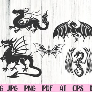 Dragon Svg Dragon Silhouette Svg Dragon Clipart Svg Files for - Etsy