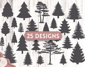 Coniferous Trees SVG Bundle - Silhouette Trees, Pine Tree Line, Palm Tree, Lasercut Files - Nature SVG for DIY Crafts and Projects