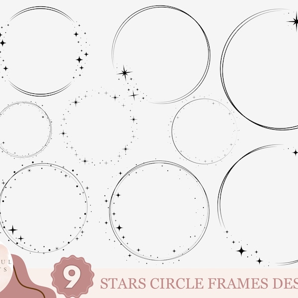 Marco de círculo de estrella svg marco svg estrella svg archivos svg para cricut descarga instantánea marco de círculo svg círculo de estrella svg corona de estrella svg monograma svg