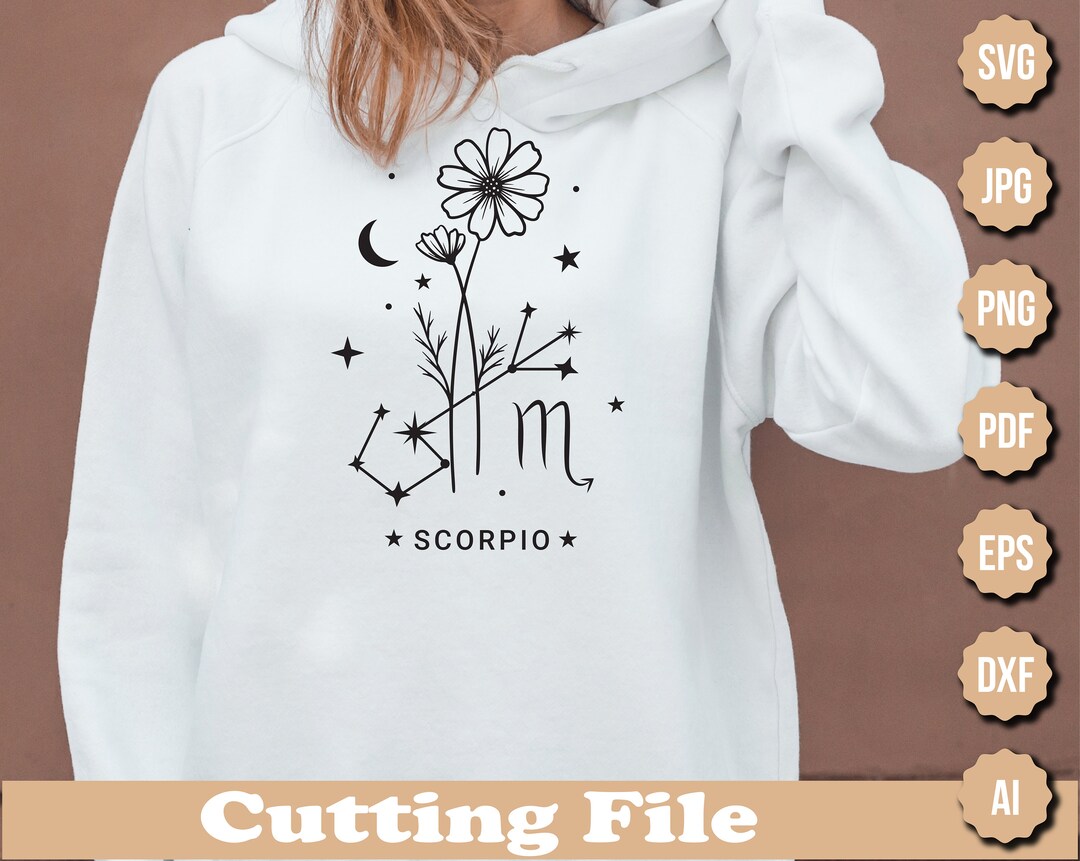 Scorpio Flower Zodiac Sign Svg Scorpio Zodiac Sign Svg Zodiac Etsy