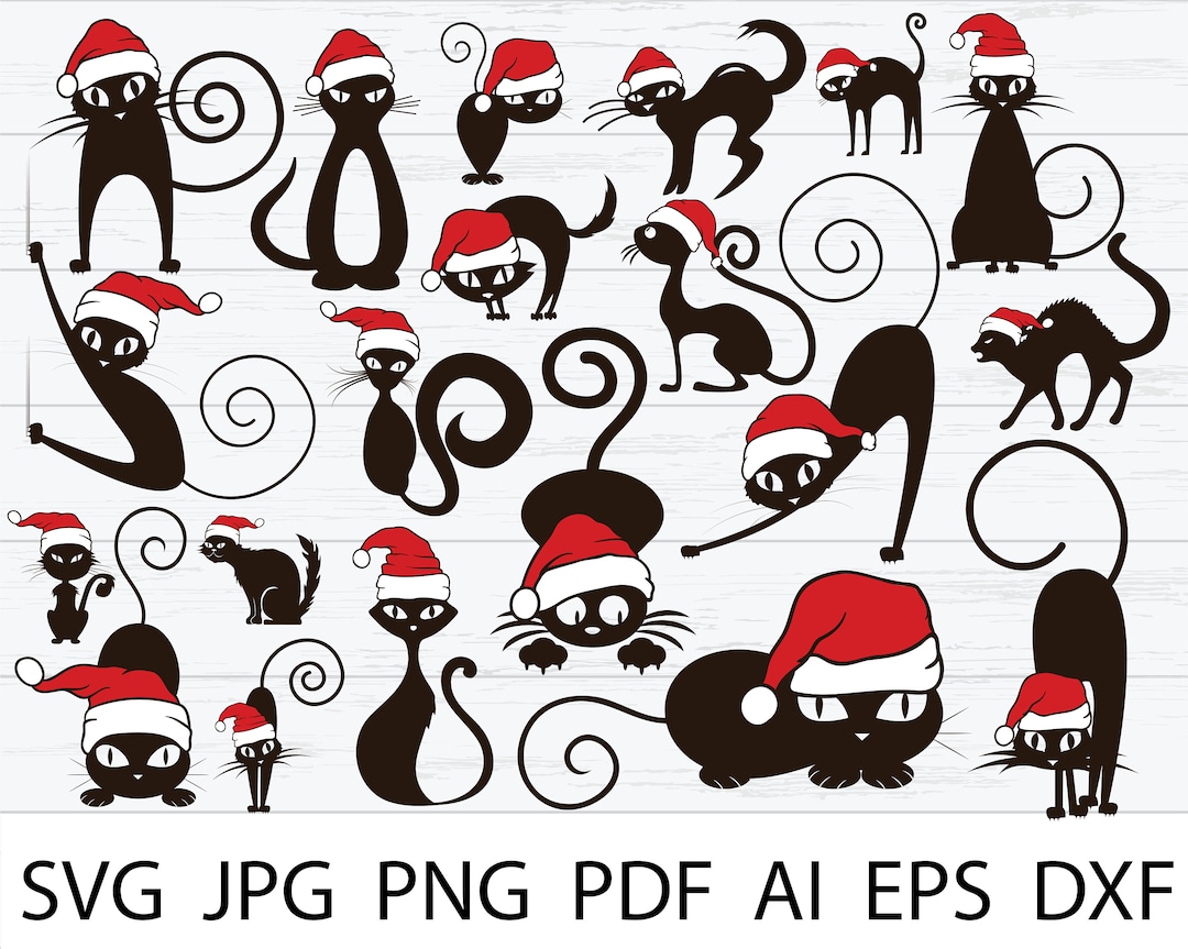 Christmas Cat Svg Christmas Svg Cat Svg Instant Download Svg Etsy