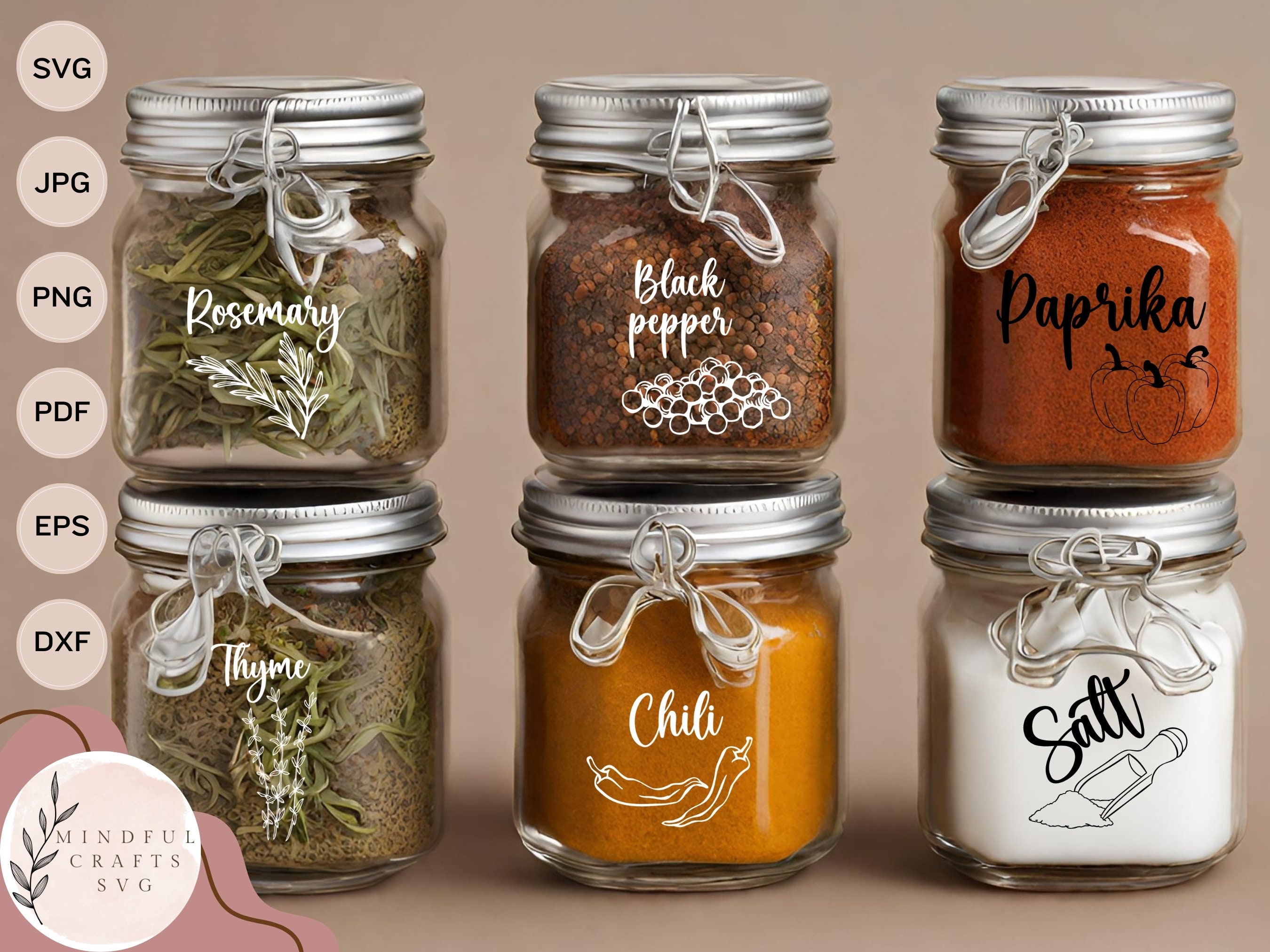 Spice Labels SVG - Herb Labels SVG Kitchen Labels Svg - Spice Jar