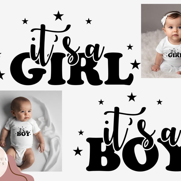 It's a Girl and It's a Boy SVG - Digital Download for Baby Announcement, Baby Shower, Gender Reveal - Instant Download, SVG, PnG, EPS Files