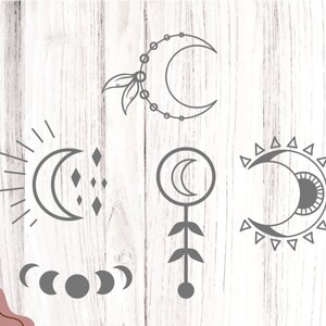 Moon Design Bundle SVG Celestial Lunar SVG Files Cricut Silhouette Cut ...