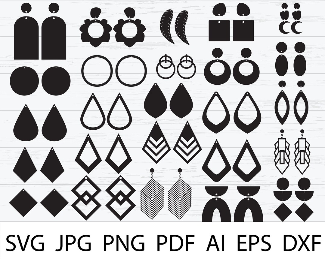 Earrings Svg Earrings Svg Bundle Instant Download Svg Files Etsy