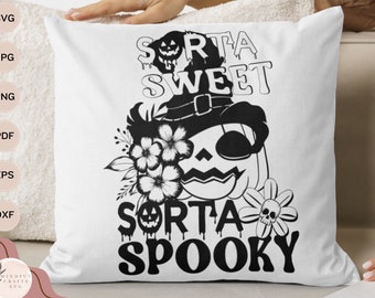 Sorta Sweet Sorta Spooky Svg | Floral Pumpkin Svg Files | Instant Download Svg Files For Cricut | Spooky Season Svg | Halloween Shirt Svg