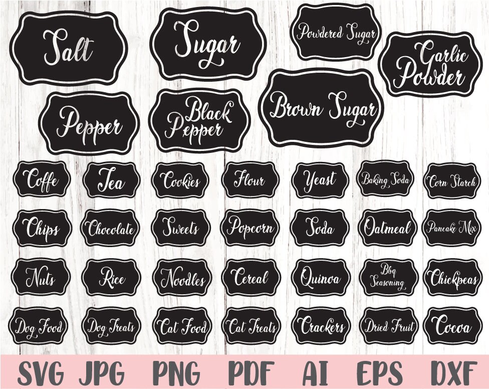 Kitchen Labels Svg Pantry Labels Svg Canister Labels Svg Etsy