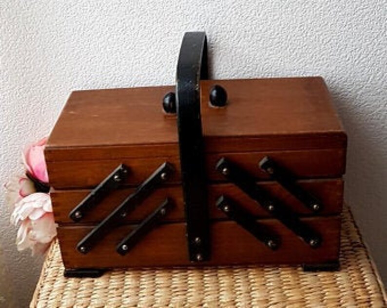 Vintage Accordion Sewing Box Etsy