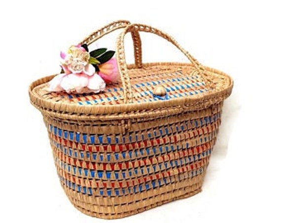 Antique basket bag// Old basket // Vintage wicker… - image 1