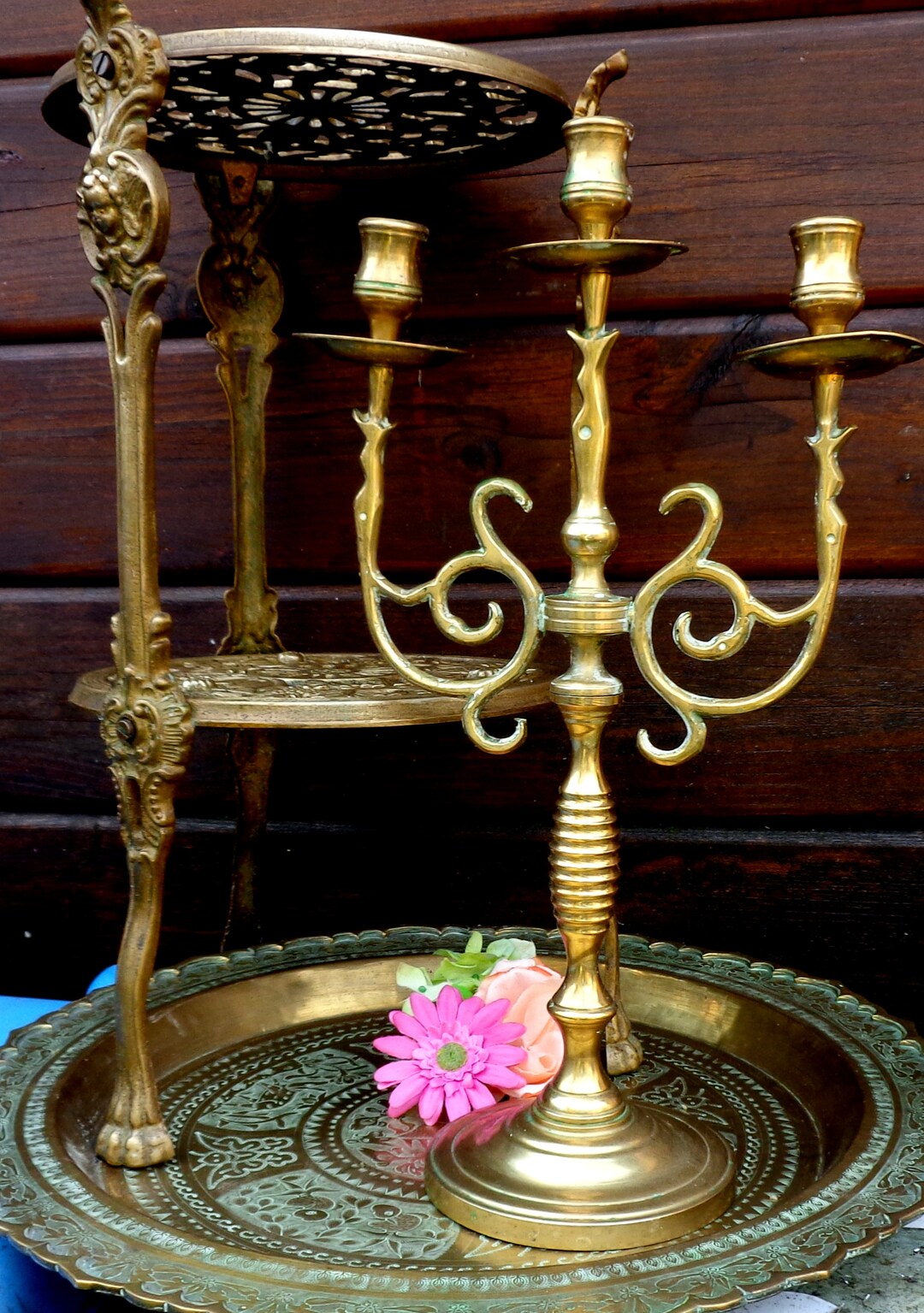 Brass Candelabra Brass Candle Holder Gold Candelabra Wedding Vintage