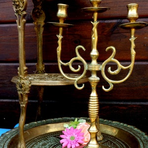 Brass Candelabra Brass Candle Holder Gold Candelabra Wedding Vintage Candelabra Candle Holders
