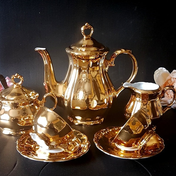 Gold 24 k Germany  Tea Set 13 pieces