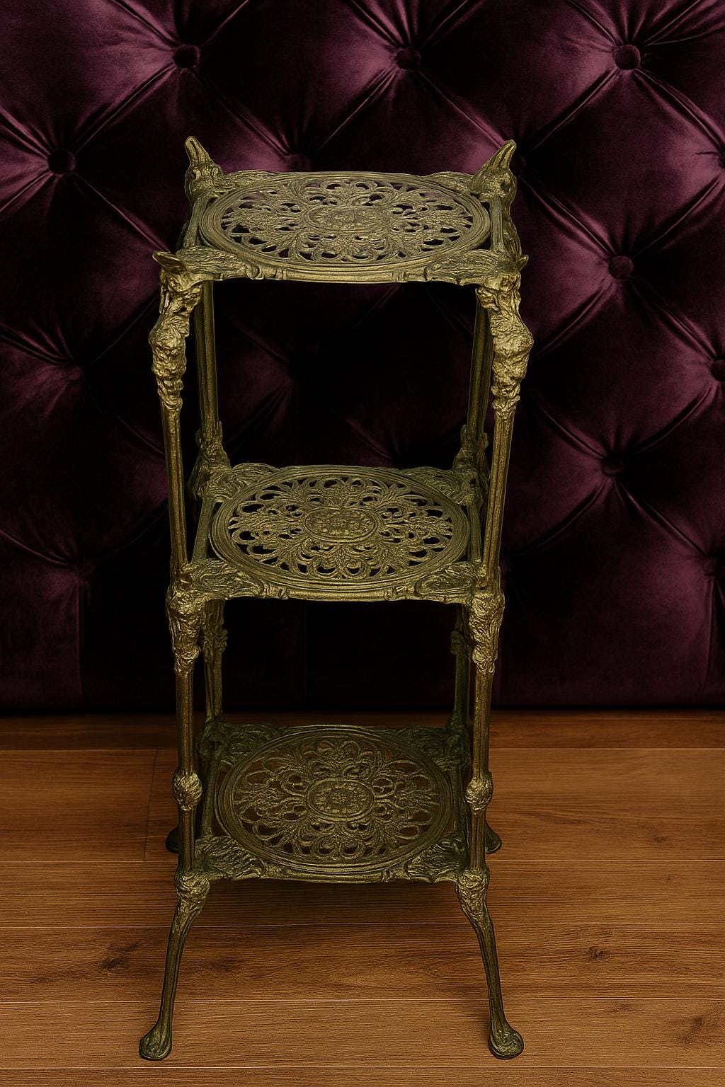 Brass Plant Stand// Vintage ORNATE Plant Stand// Rustic Gold