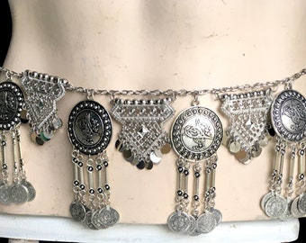 Vintage Silver Beaded Belt, Boho Belt, Hippie, Festival Belt 