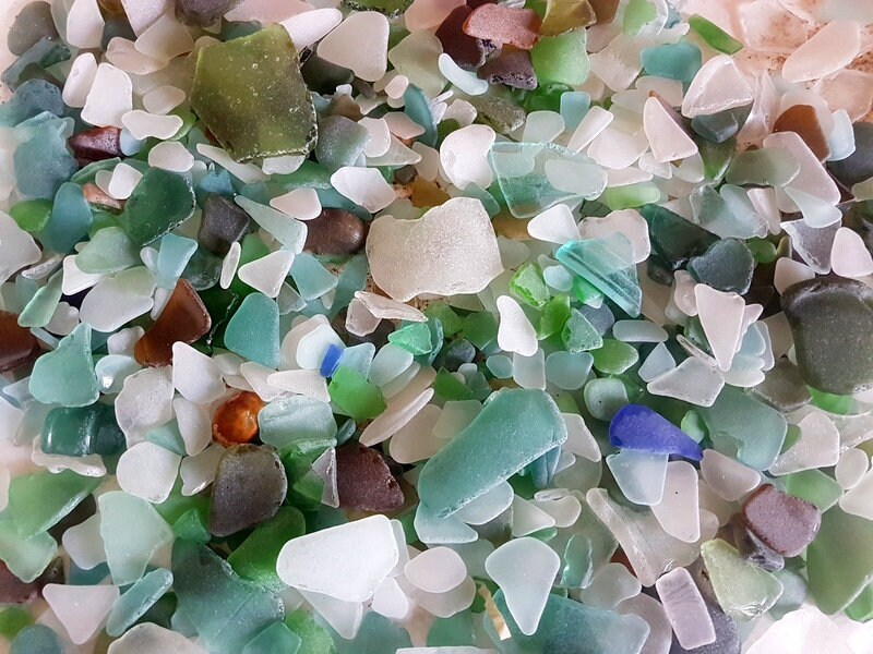 ミックスカラーシーグラス、本物のビーチグラス、本物のタンブルビーチ