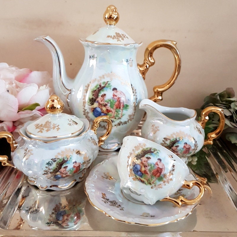 Gold Bavaria Tea Set Decorated With Fragonard Decor Teaset Etsy