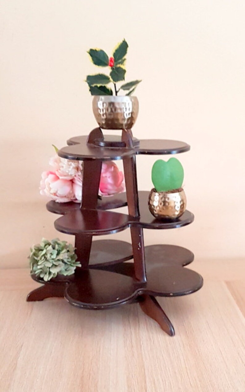 Wood Plant Stand/ Vintage Wooden Plant Stand/ Rustic Brown Etsy