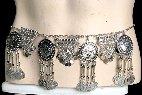 Vintage Silver Beaded Belt, Boho Belt, Hippie, Festival Belt  display picture 1