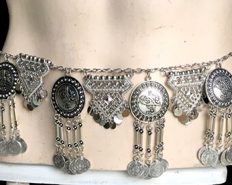 Vintage Silver Beaded Belt, Boho Belt, Hippie, Festival Belt 
