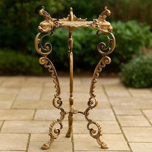 Messing Blumenständer // Vintage Blumenständer // Rustikaler Goldakzent-Tisch