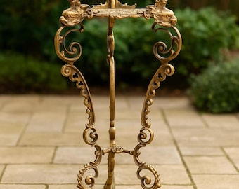 Brass Plant Stand// Vintage ORNATE Plant Stand// Rustic Gold Accent Table