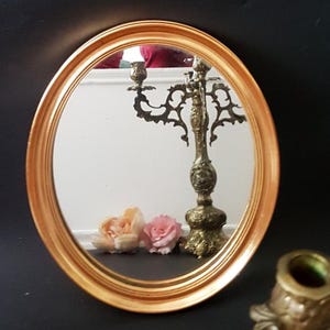 Framed oval  Ethnik Mirror, Vintage Gold Wooden Wall Mirror, Old Country Style Mirror, Wall Decor, Small Decorative Mirror, Wall Hanging