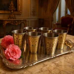 Vintage Brass Goblets//  large Goblets / Solid brass / Brass decor/ Brass/ Goblets