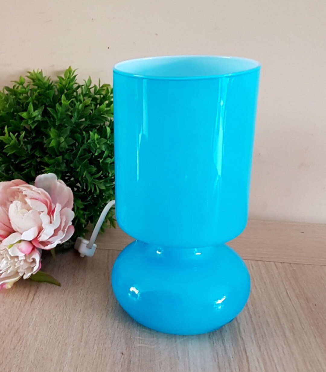 Lykta Ikea Mushroom Lamp Blue Glass Bedside Lamp Retro Lamp Etsy