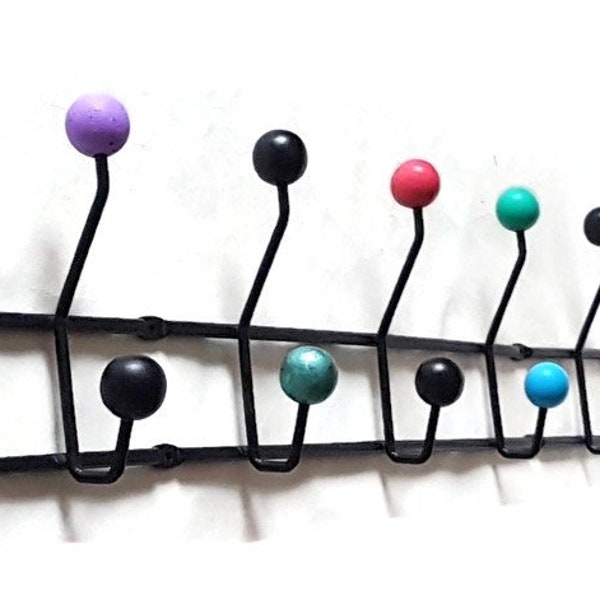 vintage Wall Mounted Spoutnik Large Coat Rack ~~ Space Age avec 10 crochets et 10 balles