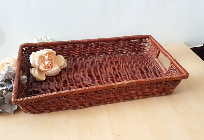 ヴィンテージ籐トレイ - Etsy 日本
