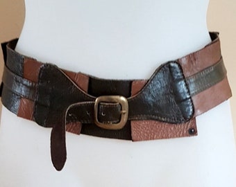 Brown Leather Belt boho hippie with Silver and leather Buckle Buy 90 main image 4