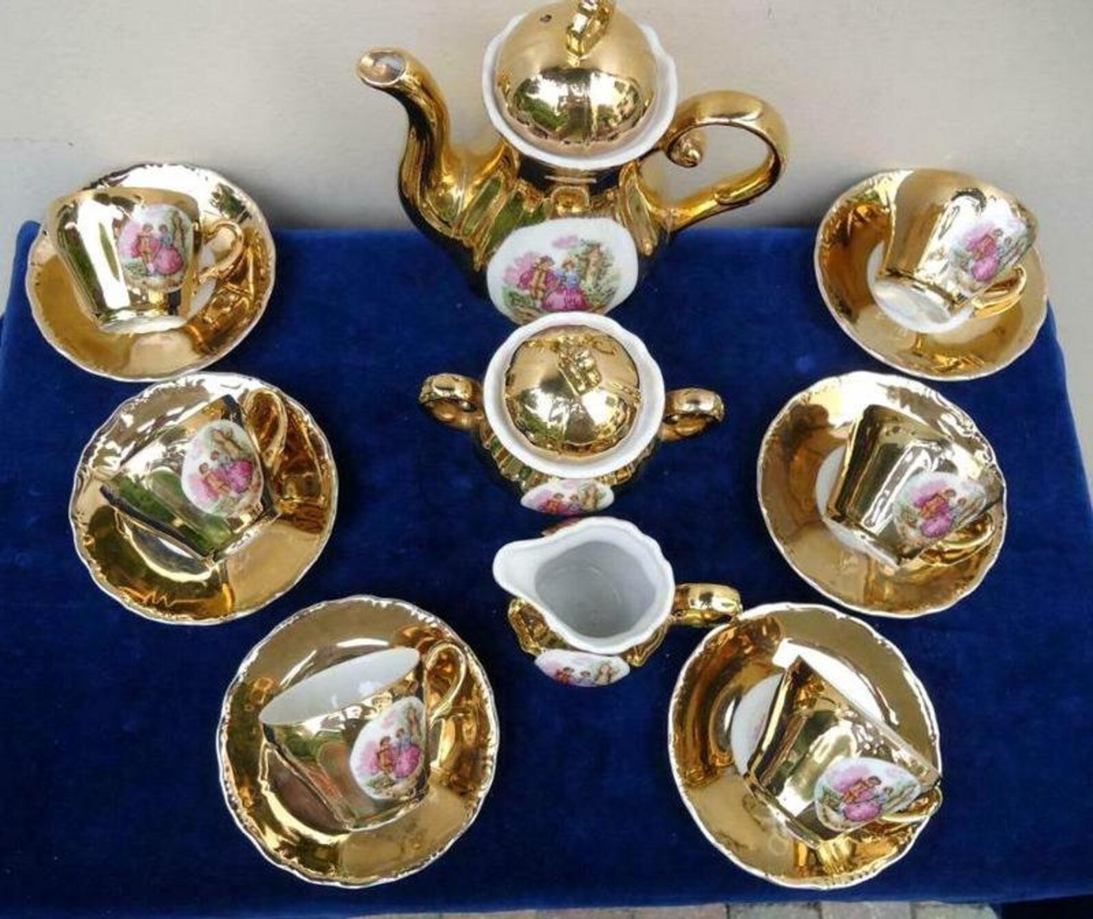 Gold French Tea Set Decorated With Fragonard Decor Teaset Etsy
