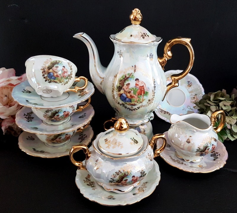 Gold Bavaria Tea Set Decorated With Fragonard Decor Teaset Etsy