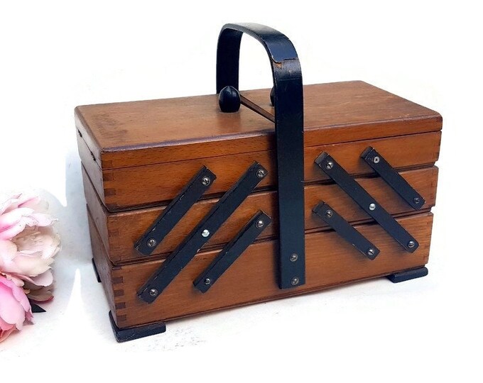 Vintage Accordion Sewing Box Etsy