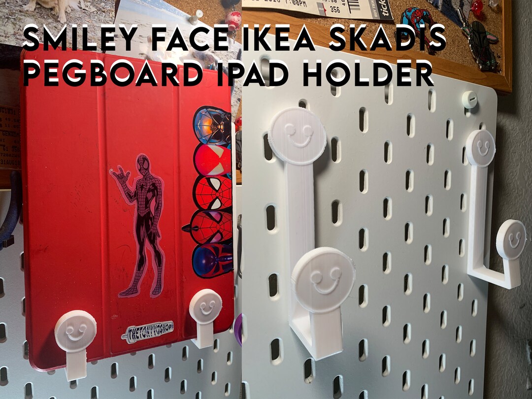 IPAD Holder for Ikea Skadis Pegboard Smiley Face Hooks Etsy