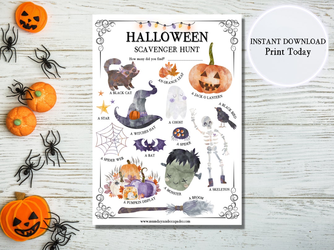 Halloween Scavenger Hunt Printable Party Game for Kids. Printable ...