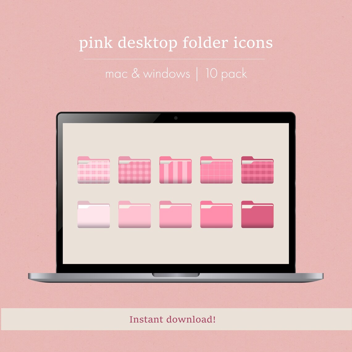 Pink Folder Icons | 10-pk Computer Bundle (digital Download) - Etsy